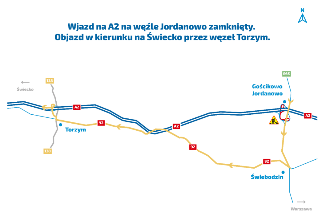 Remont nawierzchni na węźle Jordanowo – otwarcie wjazdu z S3 w kierunku Poznania